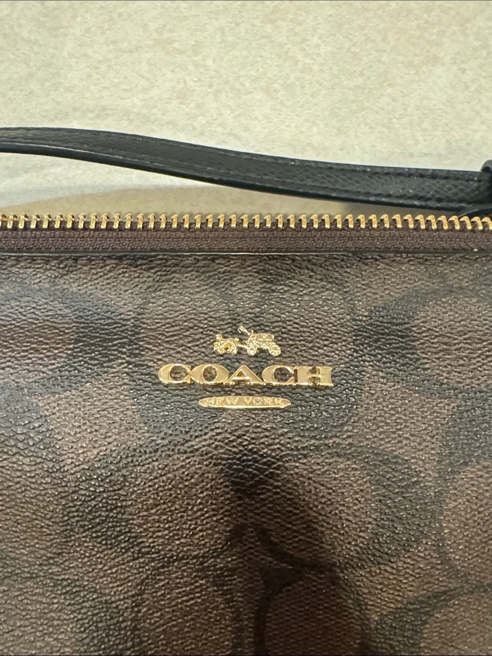 Coach Brown Signature Crossbody with Black Strap